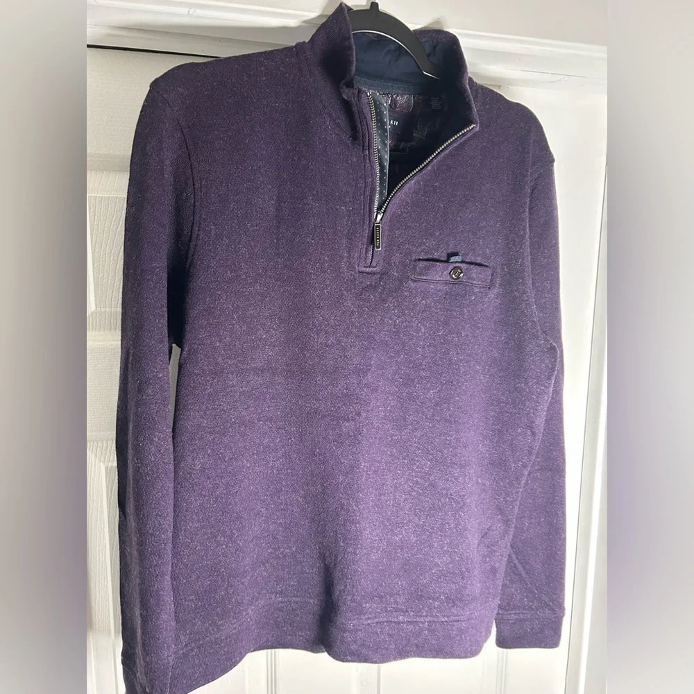 Ted Baker Men's Deep Purple Zip-Up Sweater